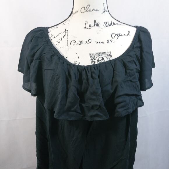 Hudson Harper Black Ruffled Off Shoulder Flowy Blouse 1X - Picture 3 of 5